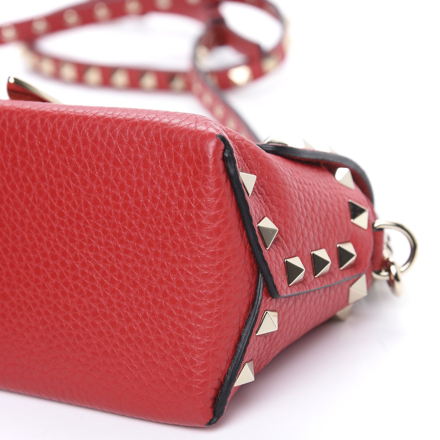 Pebbled Calfskin Mini Rockstud Crossbody Bag Rouge Pur
