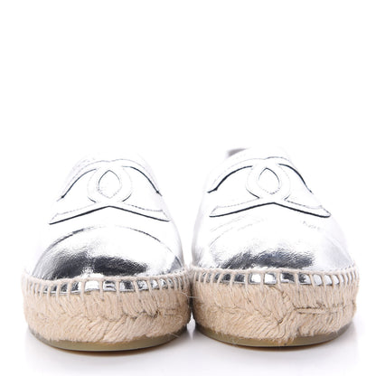 Chanel Laminated Goatskin CC Espadrilles 35 Silver 2 of 11