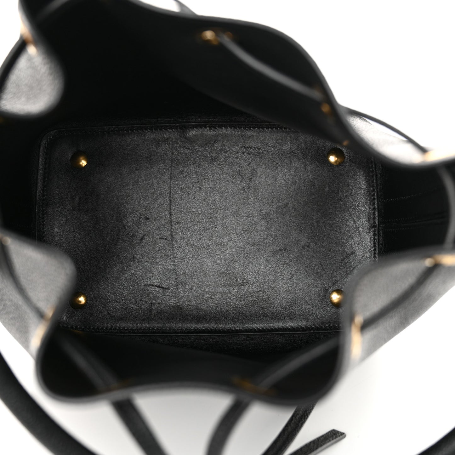 Grained Calfskin Medium Emmanuelle Bucket Bag Black