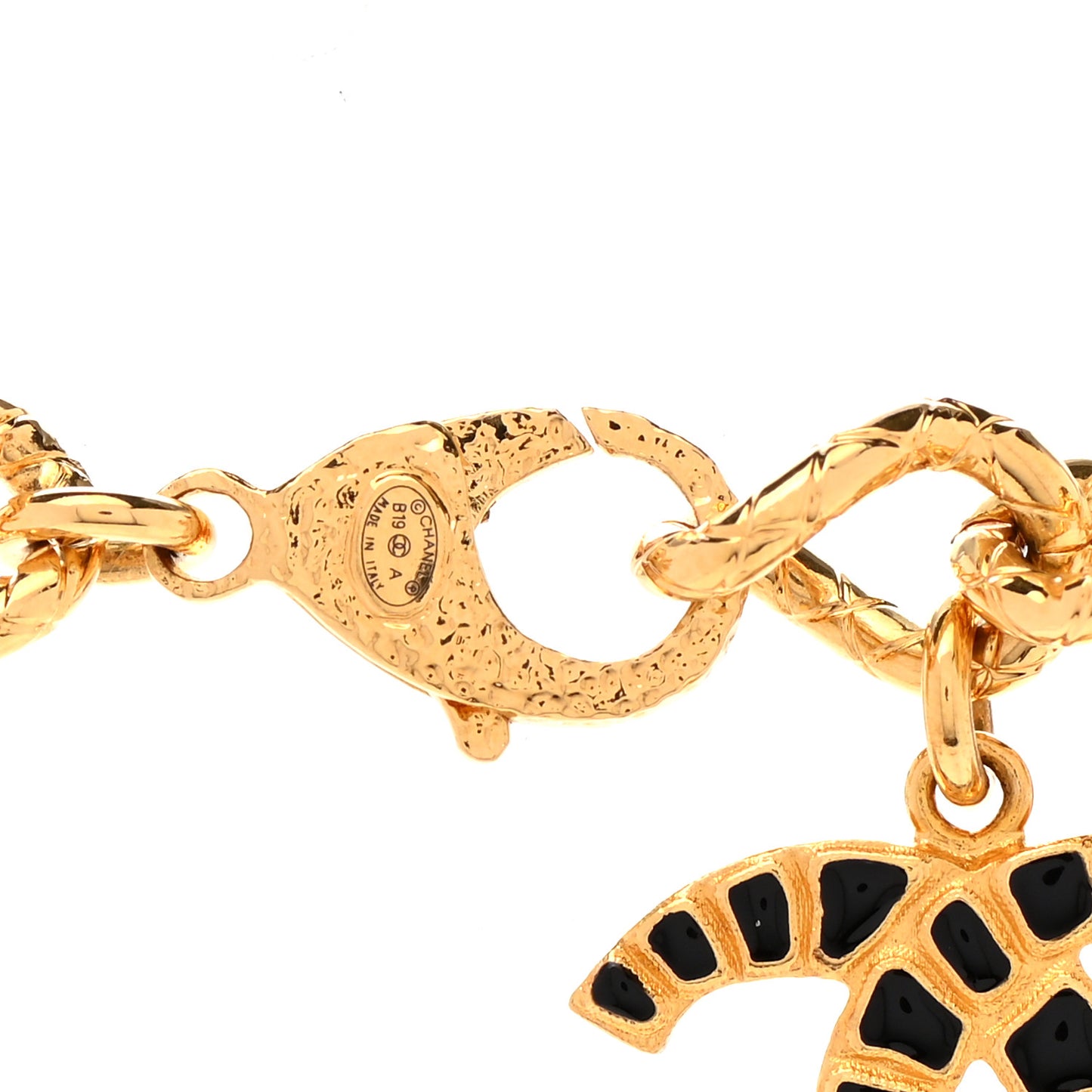 Resin Metal Along The Nile Large CC Necklace Gold Black