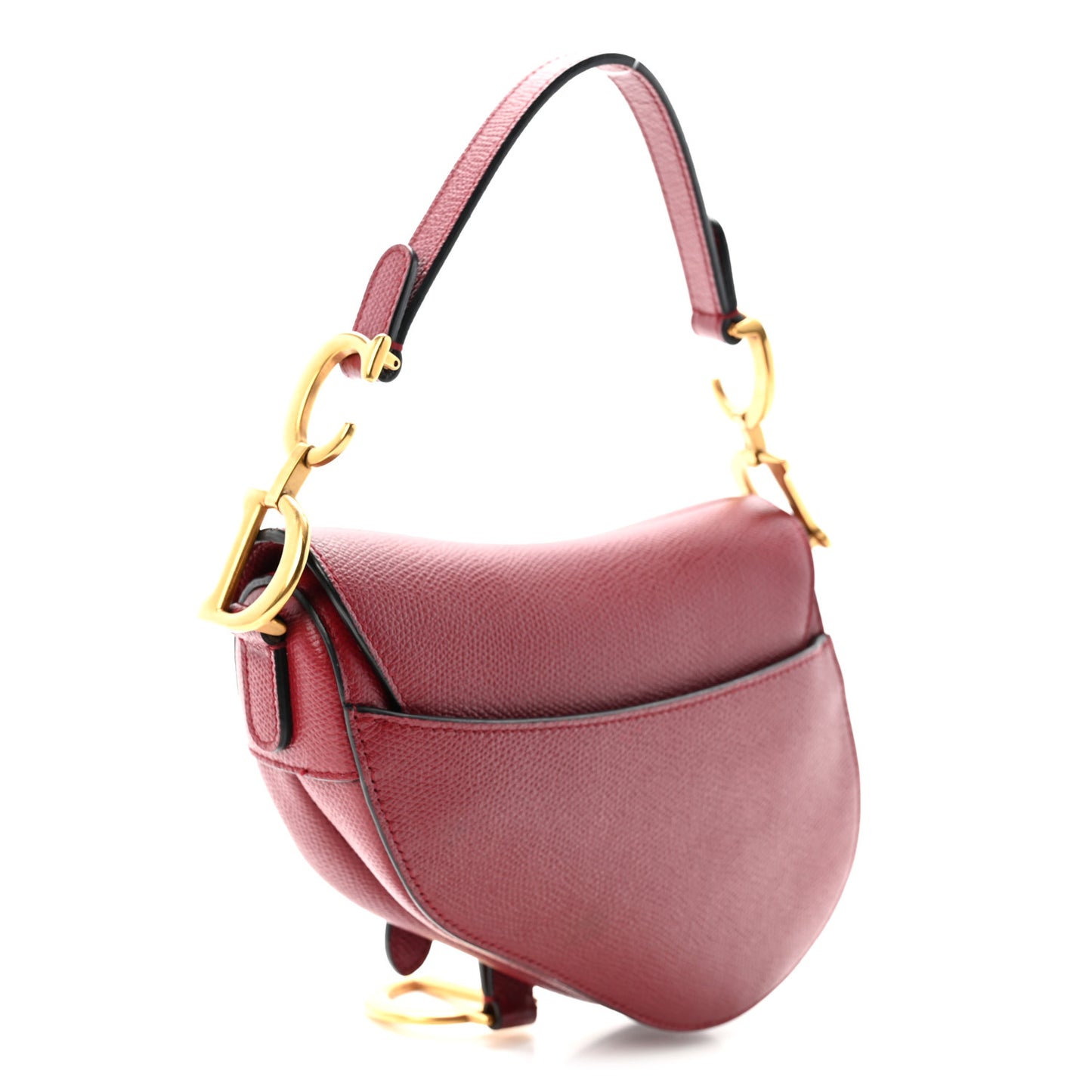 Grained Calfskin Mini Saddle Bag Red