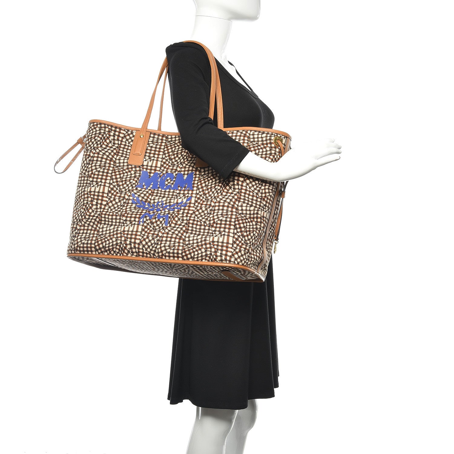 MCM Visetos Large Liz Reversible Shopper Tote Cognac 2 of 12