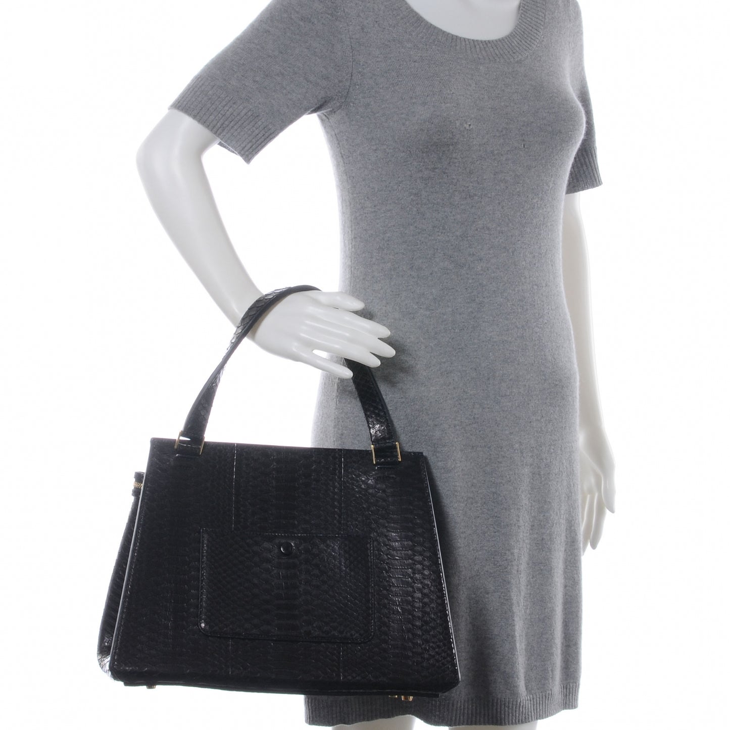 Python Medium Edge Shoulder Bag Black