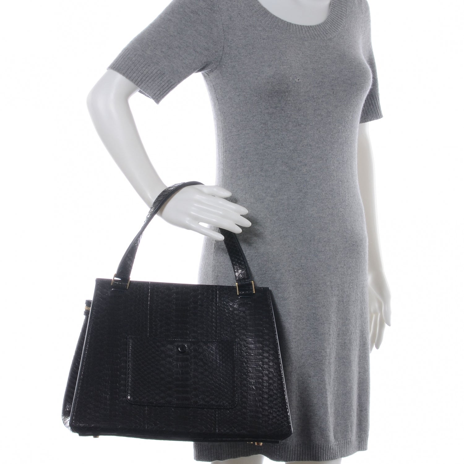 Celine Python Medium Edge Shoulder Bag Black 2 of 6
