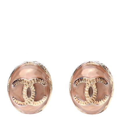Chanel Resin CC Round Earrings Light Gold 1 of 5