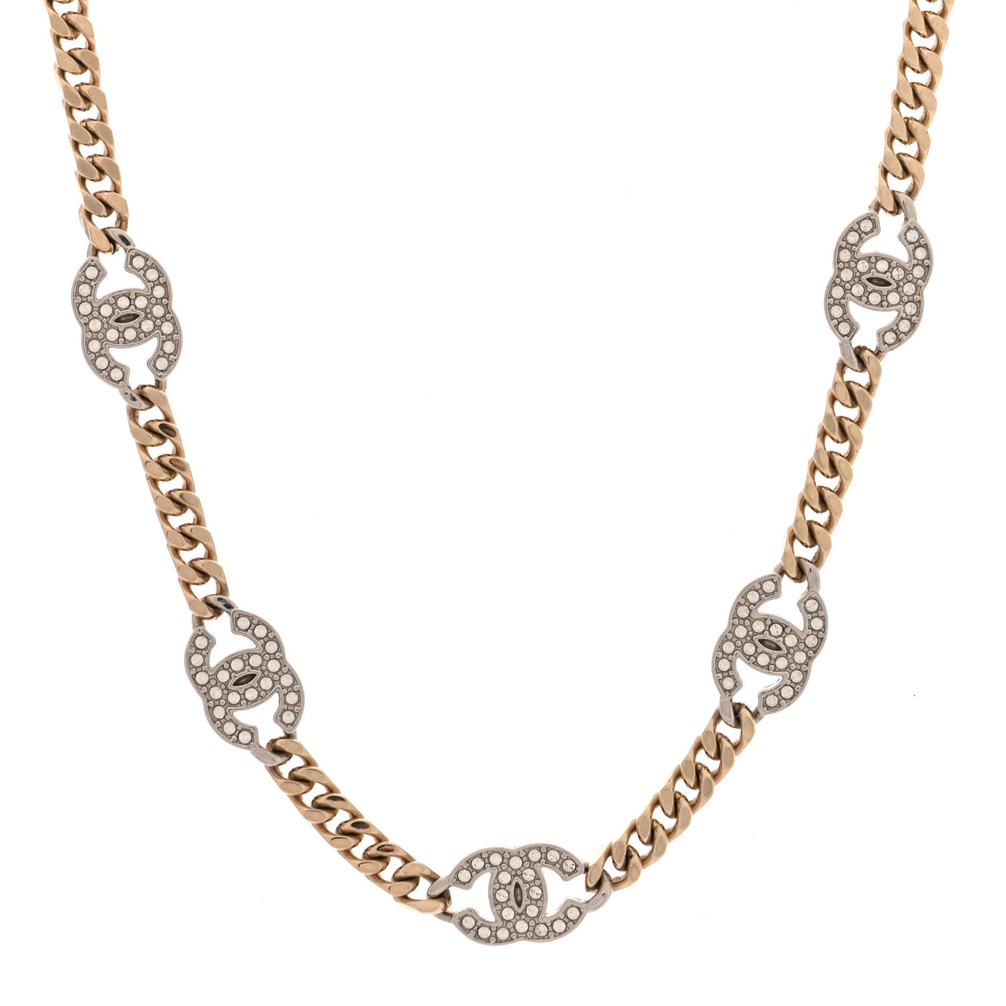 Crystal Chain CC Link Choker Gold Silver