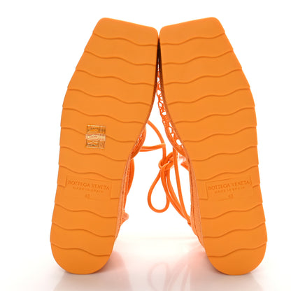 Bottega Veneta Mesh Lambskin Sporty Web Stretch Ankle Tie Espadrilles 40 Tangerine 5 of 7