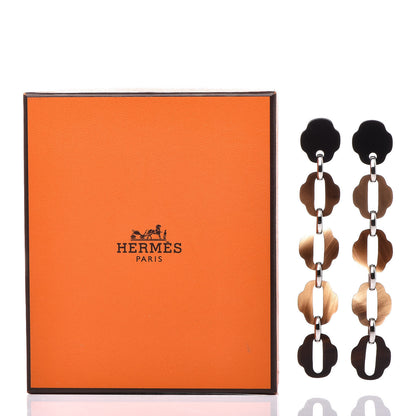 Hermes Buffalo Horn Palladium Mousqueton Earrings 7 of 7