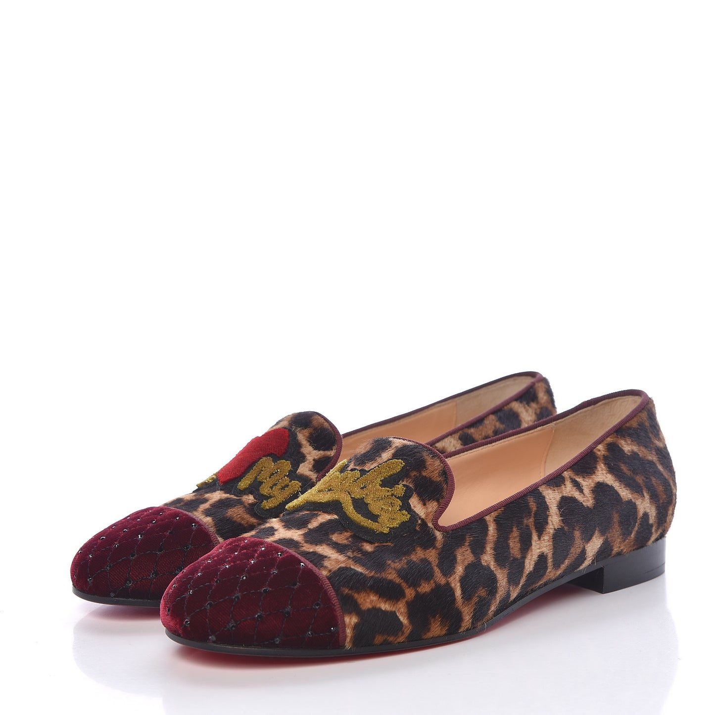 Leopard Print Cap Toe I Love My Loubies Loafers 37 Rouge Imperial
