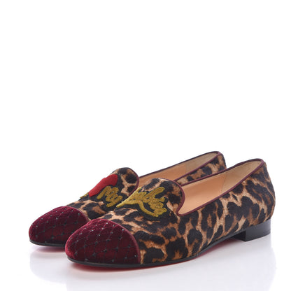Christian Louboutin Leopard Print Cap Toe I Love My Loubies Loafers 37 Rouge Imperial 3 of 9