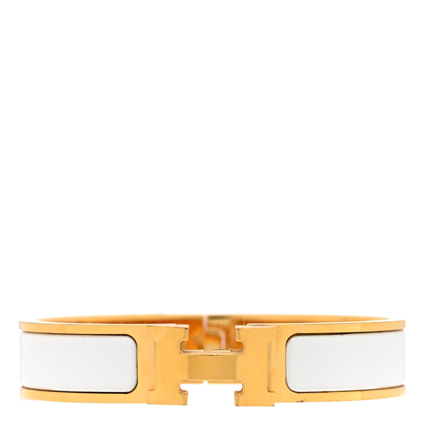 Hermes Enamel Narrow Clic Clac H Bracelet PM White 1 of 4
