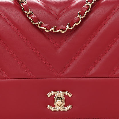 Chanel Lambskin Chevron Quilted Flap Red 11 of 12