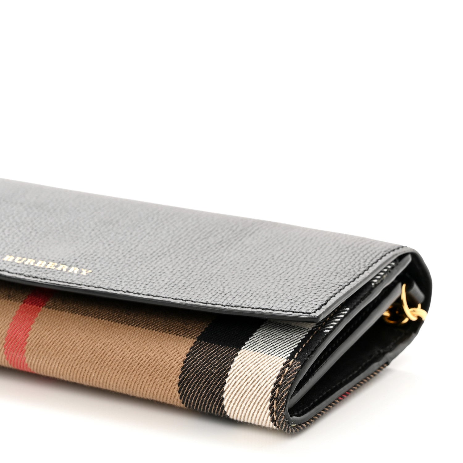 Burberry Grainy Calfskin House Check Henley Wallet On Chain Black 9 of 9