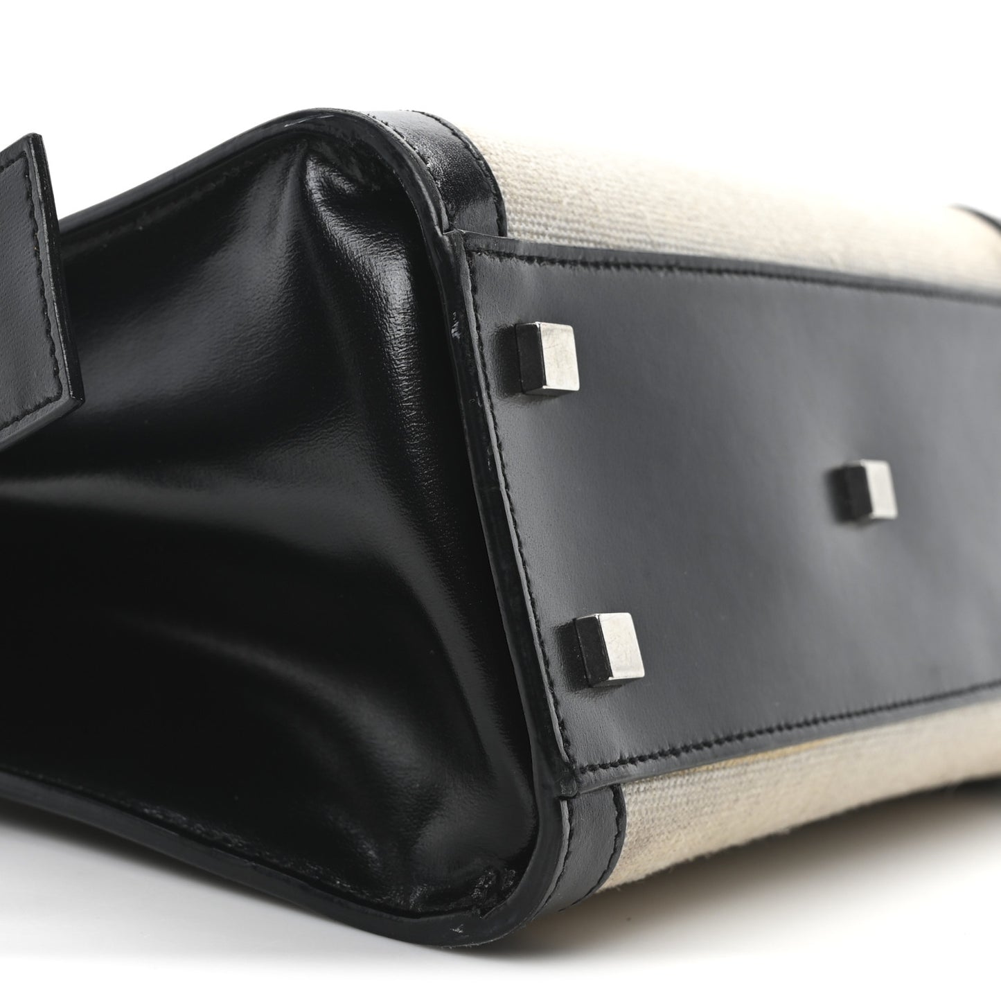 Canvas Calfskin Small Uptown Tote Black