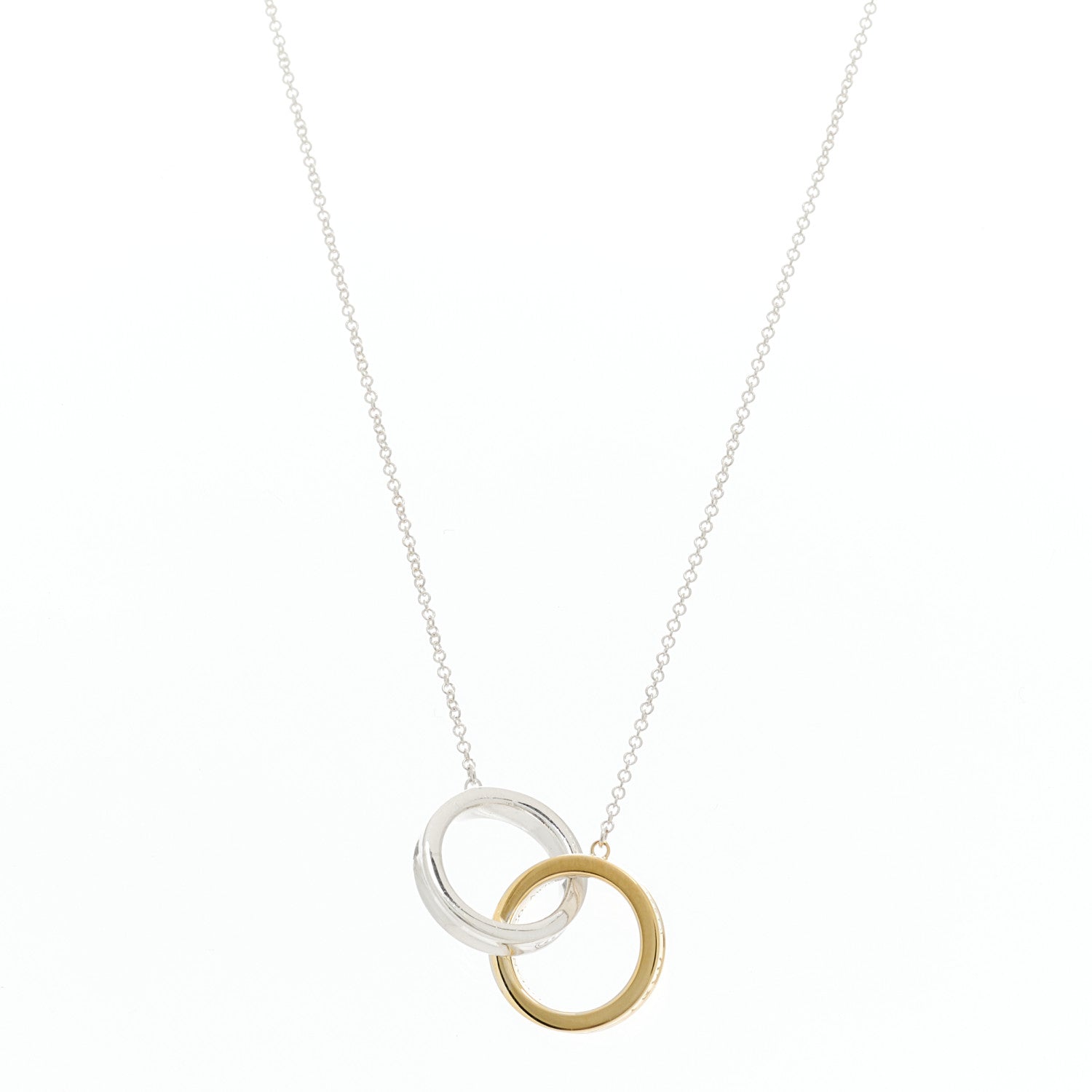 Tiffany Sterling Silver 18K Yellow Gold 1837 Interlocking Circles Pendant Necklace 1 of 8