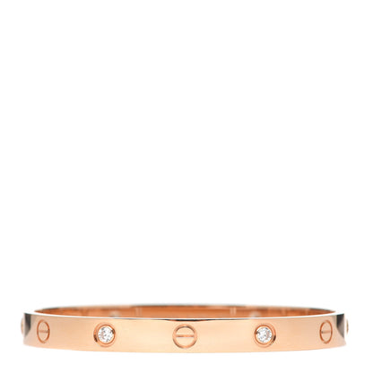 Cartier 18K Pink Gold 4 Diamond LOVE Bracelet 17 1 of 7