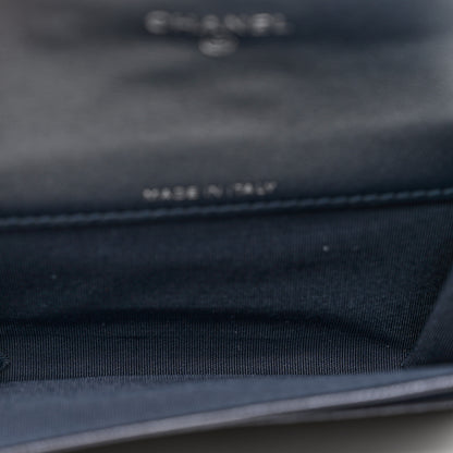 Chanel Goatskin Camellia Embossed Flap Card Holder Wallet Dark Blue 5 of 8