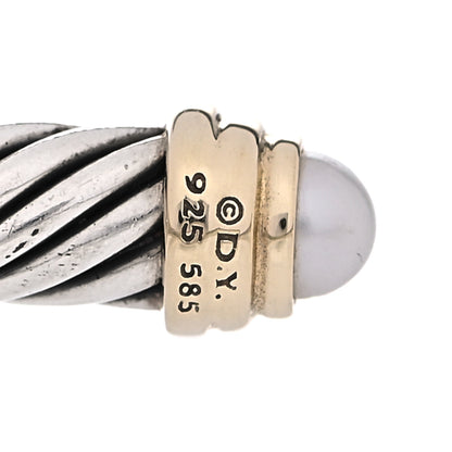 David Yurman Sterling Silver 14K Yellow Gold Pearl 5mm Cable Classics Petite Color Bracelet 4 of 5