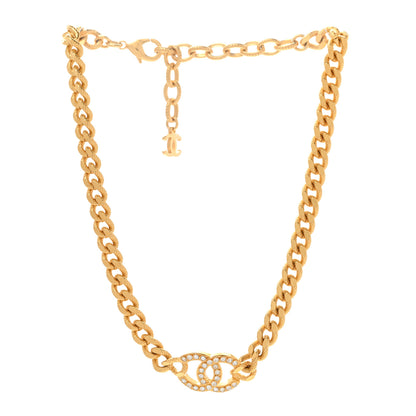 Chanel Crystal Chain Link CC Choker Necklace Gold 3 of 7