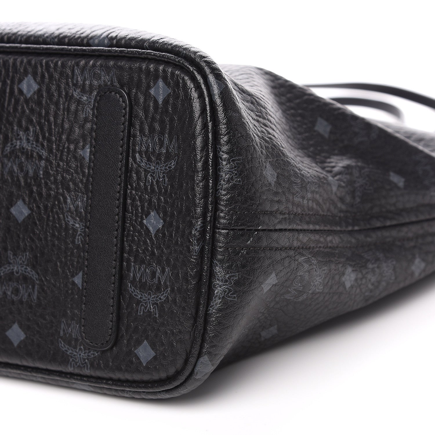 MCM Visetos Medium Anya Zip Top Shopper Tote Black 9 of 11