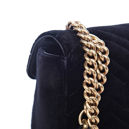 Gucci Velvet Matelasse Mini GG Marmont Shoulder Bag Black 12 of 15