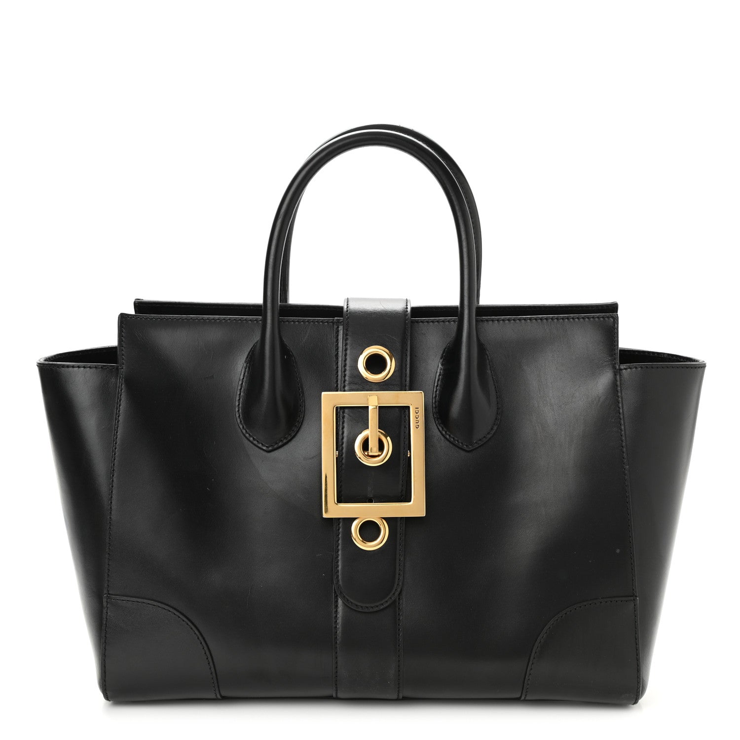 Gucci Calfskin Medium Lady Buckle Top Handle Bag Black 1 of 12