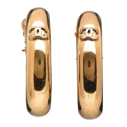 Chanel CC Hoop Clip On Earrings Gold 1 of 5