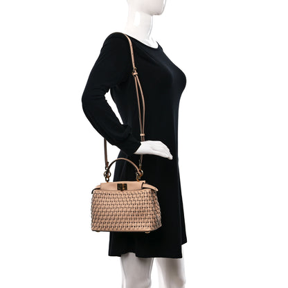 Fendi Vitello Grace Intreccio Mini Peekaboo Iconic Satchel Light Rose 2 of 9