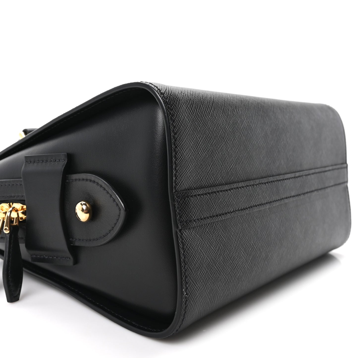 Saffiano Soft Calfskin Double Handle Satchel Black