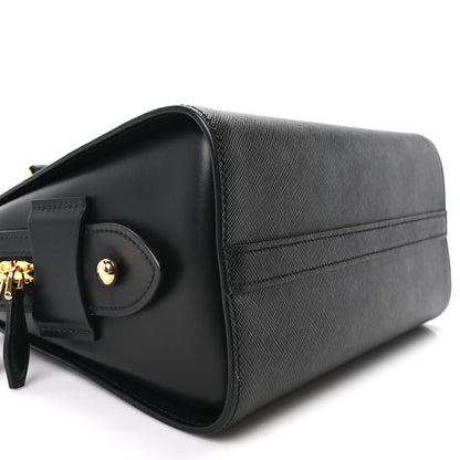 Prada Saffiano Soft Calfskin Double Handle Satchel Black 9 of 10
