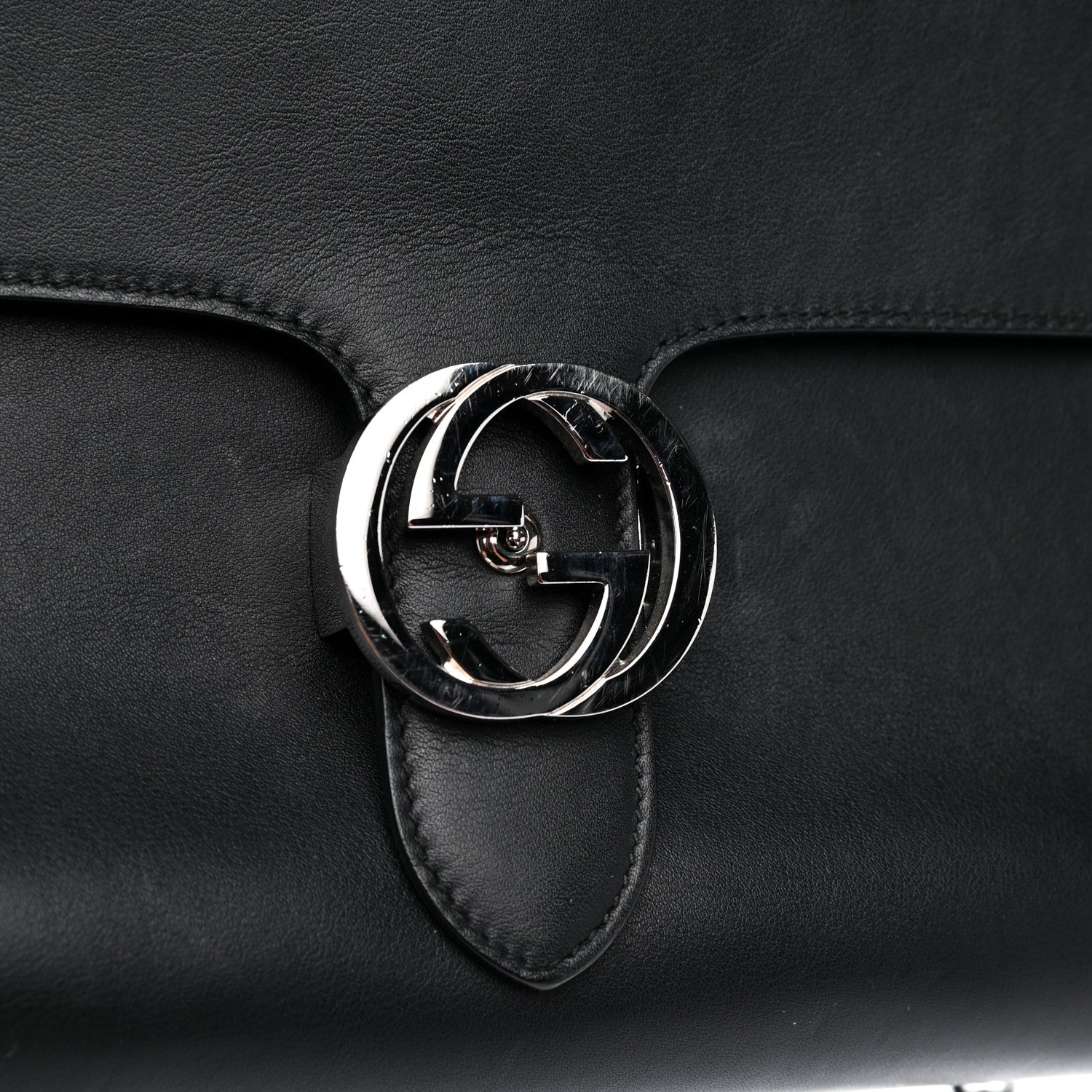 Gucci Moon Calfskin Medium Interlocking G Shoulder Bag Black 11 of 11