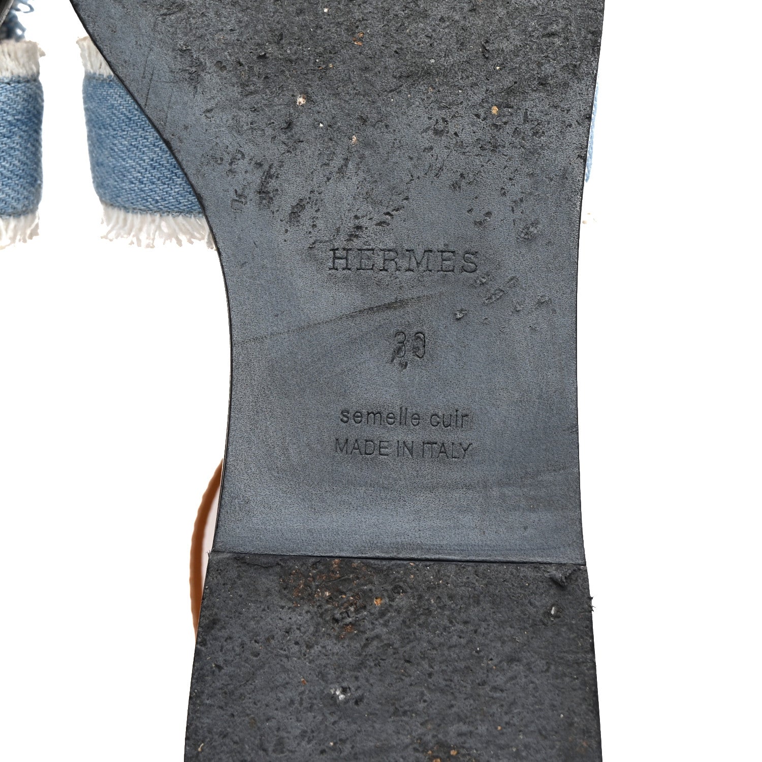 Hermes Denim Fringe Santorini Sandals 39 Bleu Clair Naturel 7 of 10