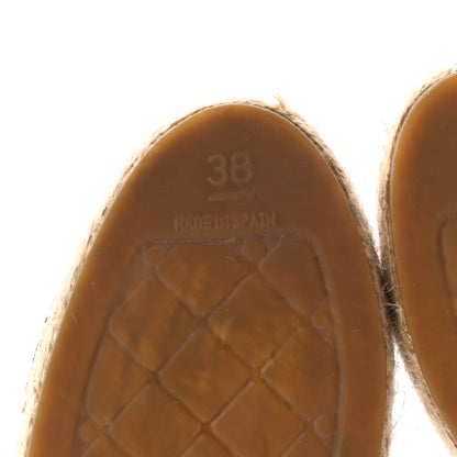 Chanel Lambskin Printed CC Lace Up Espadrilles 38 Black White 7 of 15