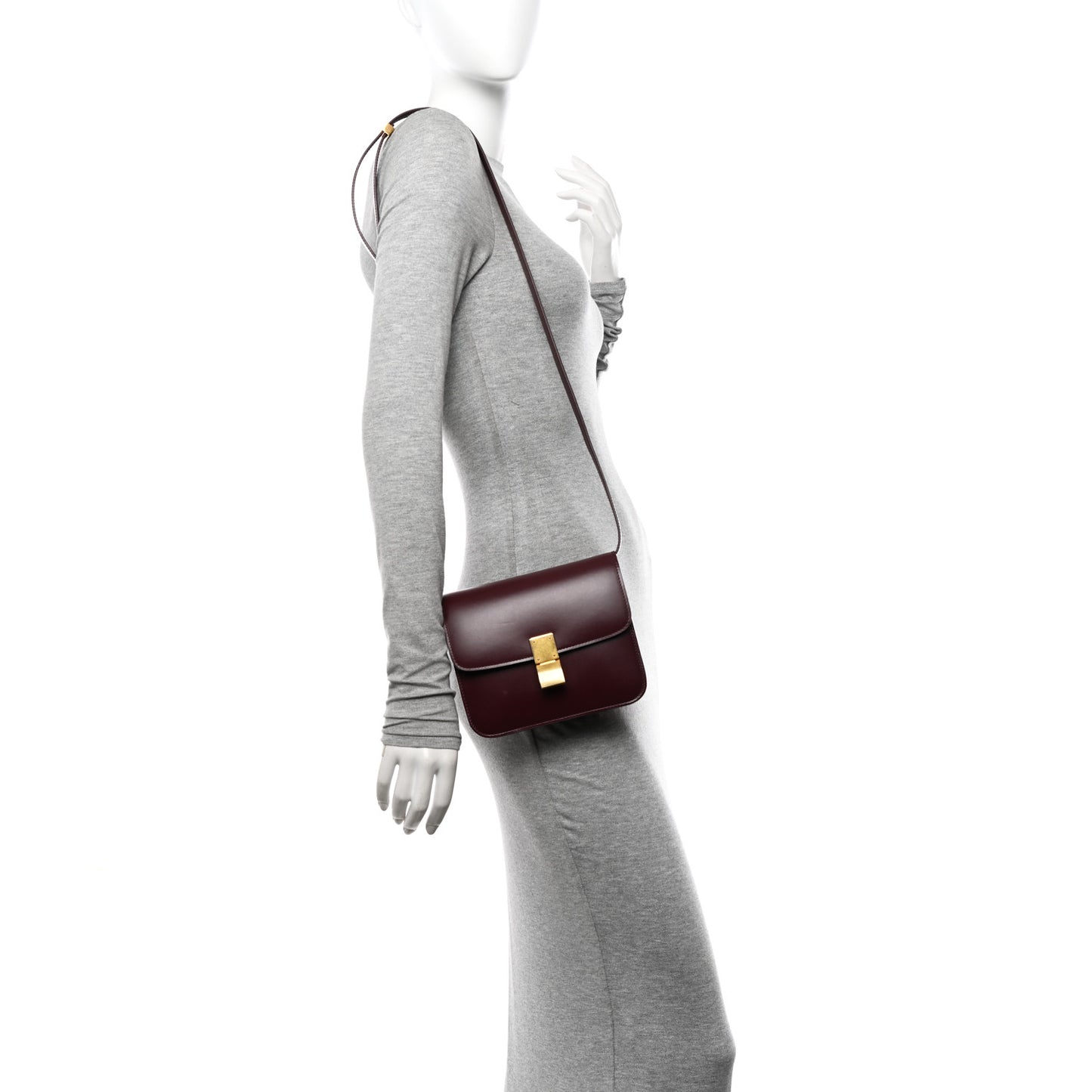 Box Calfskin Teen Classic Box Flap Bag Burgundy