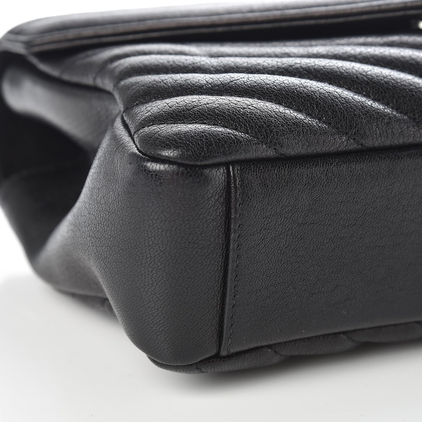 Sheepskin Matelasse Chevron Monogram Medium College Bag Black