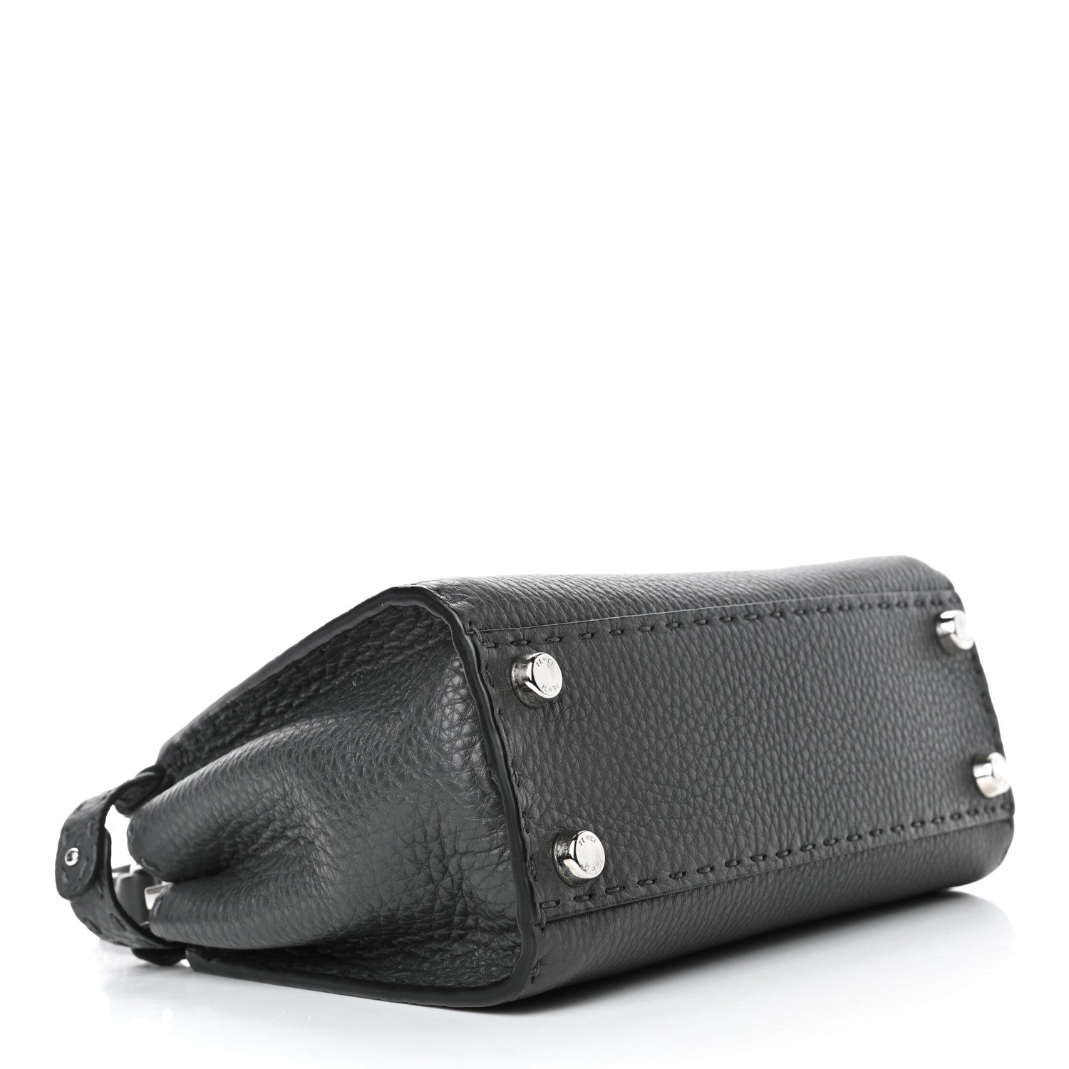 Fendi Cuoio Romano Selleria Bi-Color Mini Peekaboo Iconic Satchel Asfalto Latte 3 of 4