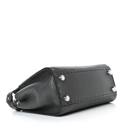 Fendi Cuoio Romano Selleria Bi-Color Mini Peekaboo Iconic Satchel Asfalto Latte 3 of 4