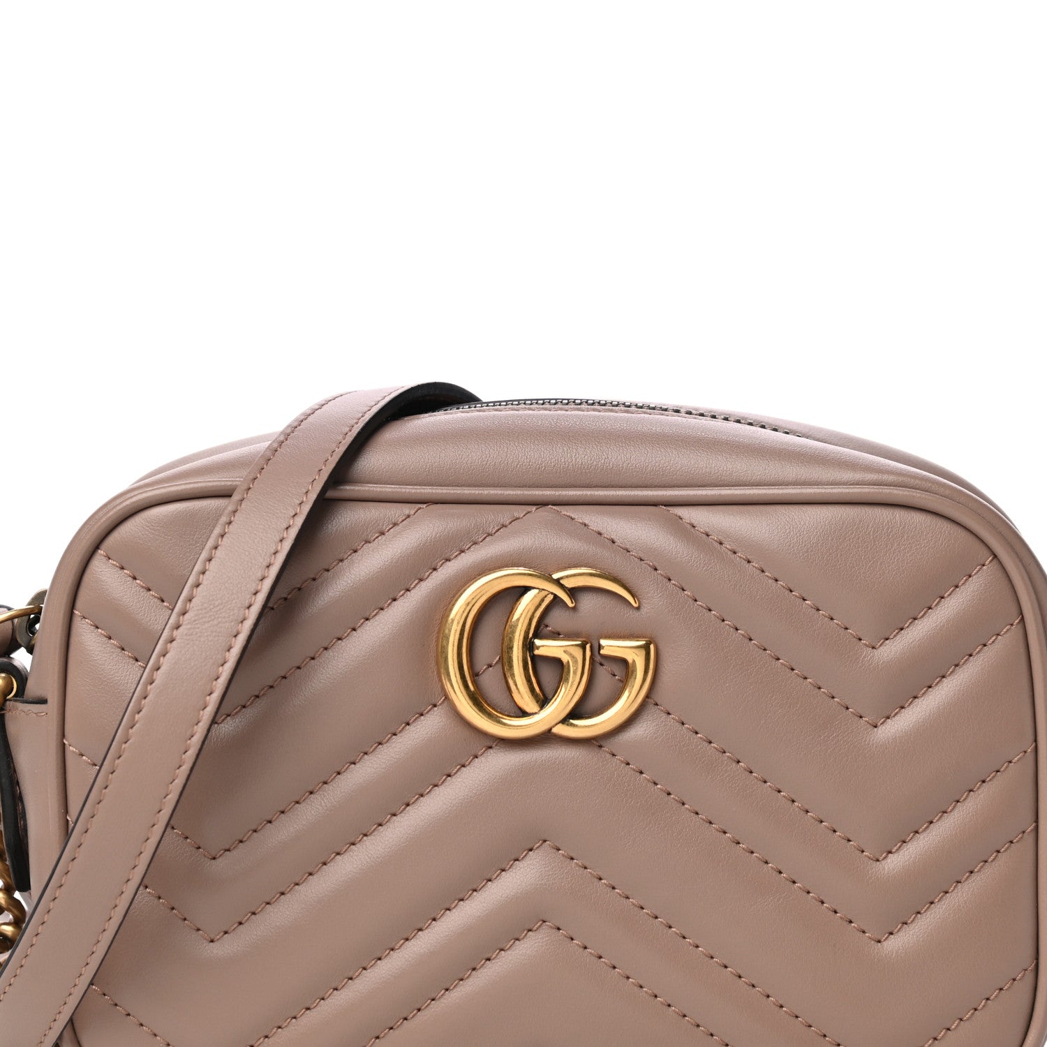 Gucci Calfskin Matelasse Mini GG Marmont Chain Shoulder Bag Porcelain Rose 17 of 20