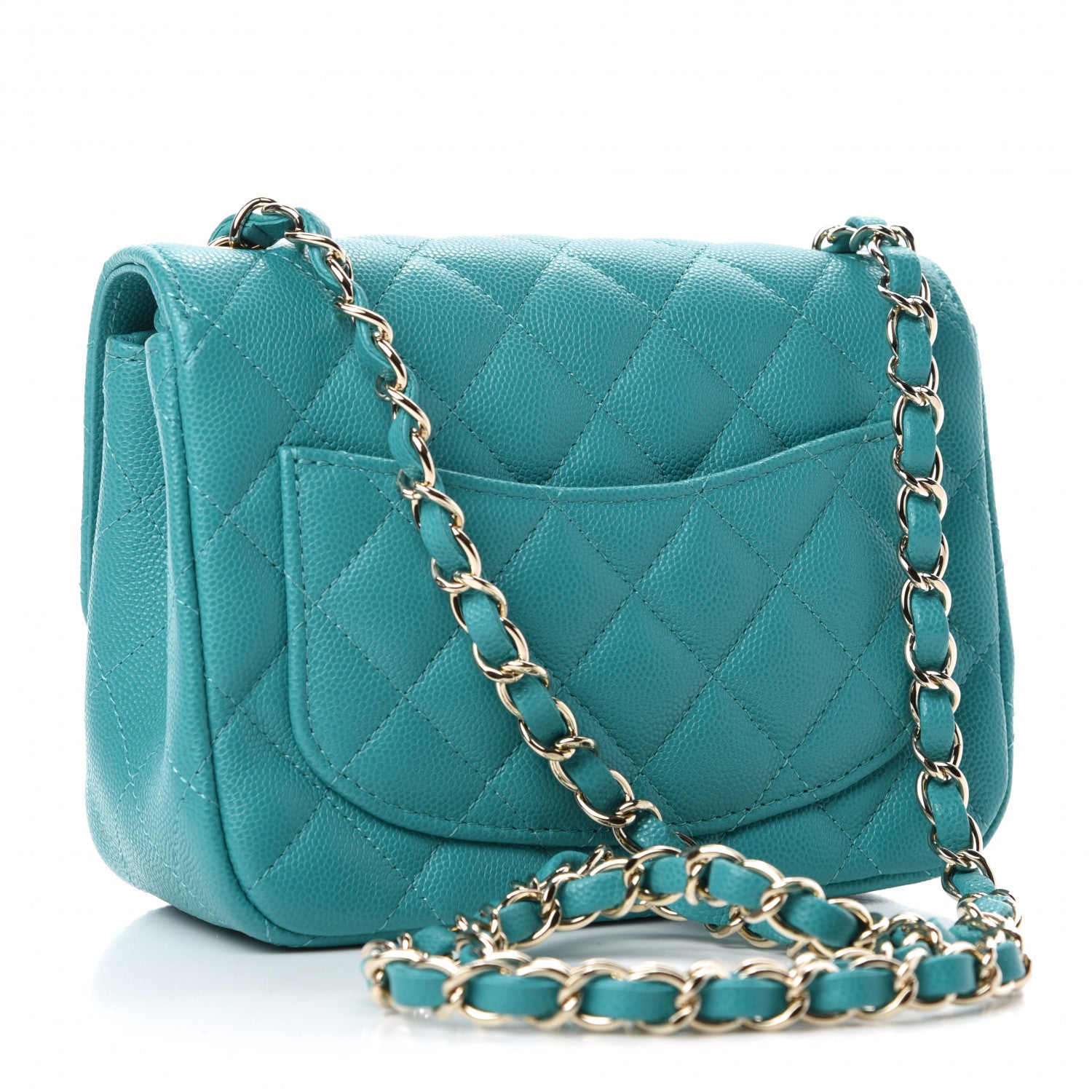 Chanel Caviar Quilted Mini Square Flap Turquoise 3 of 11
