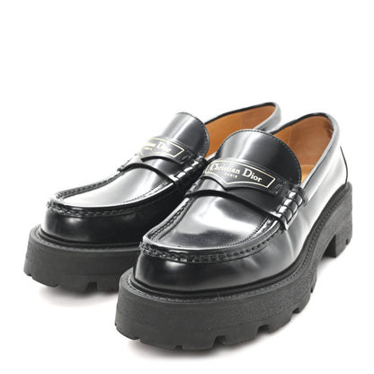 Christian Dior Brushed Calfskin Rubber Dior Code Cap Toe Lug Sole 35mm Loafers 38 Black 4 of 9