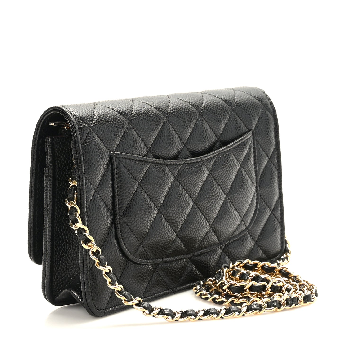 Lambskin Quilted Wallet On Chain WOC Black