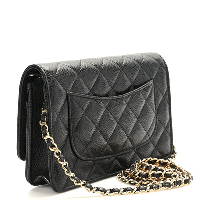Chanel Lambskin Quilted Wallet On Chain WOC Black 3 of 10