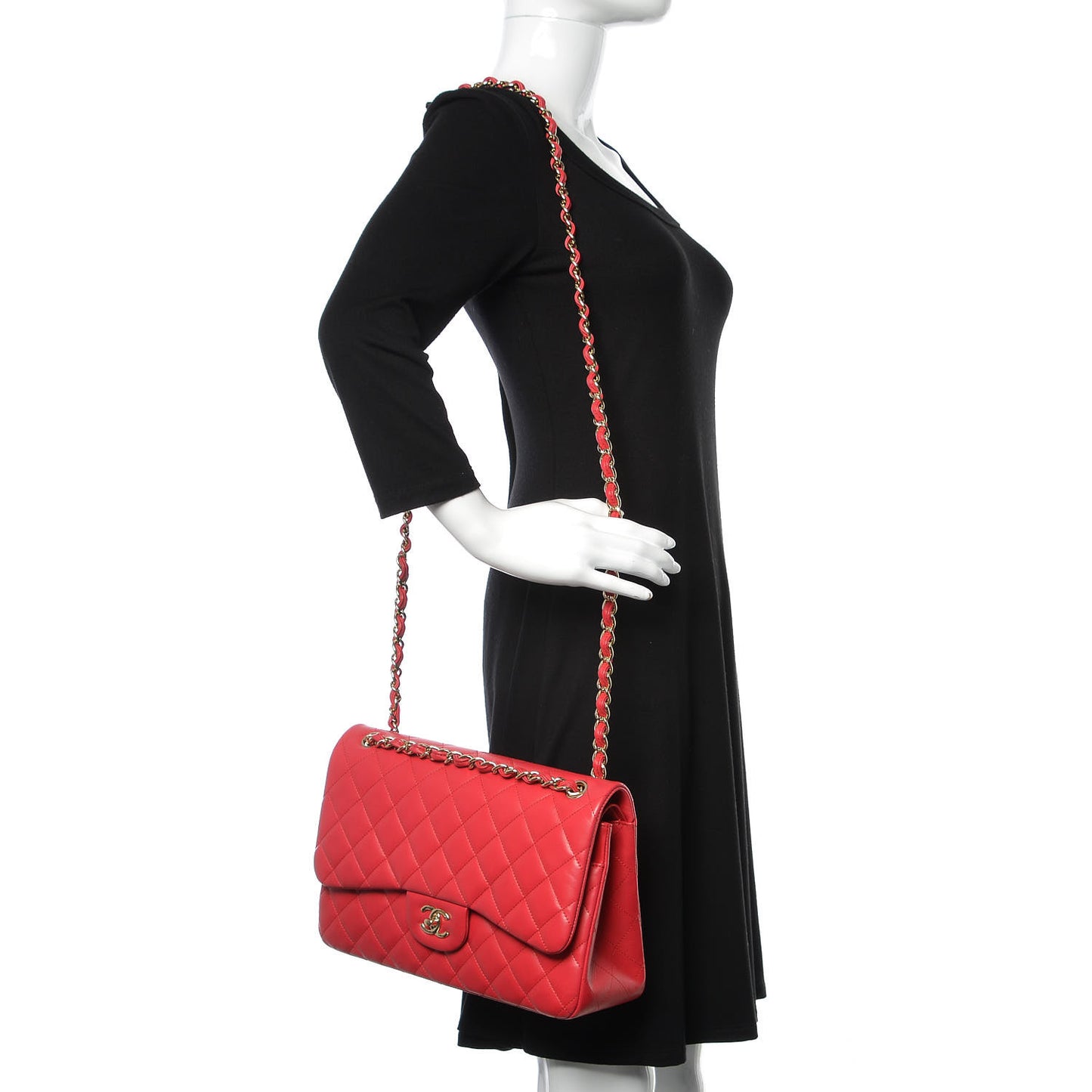 Lambskin Quilted Jumbo Double Flap Fuchsia