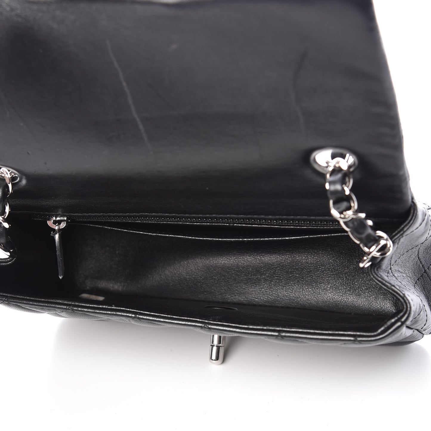 Lambskin Quilted Mini Rectangular Flap Black
