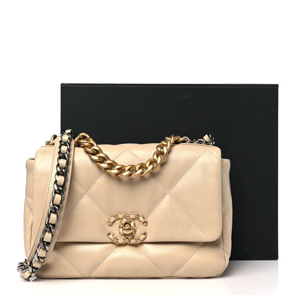 Chanel Lambskin Quilted Medium Chanel 19 Flap Beige 11 of 11