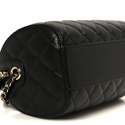 Chanel Caviar Quilted Barrel Clutch With Chain Black 9 of 11