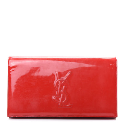 Saint Laurent Patent Monogram Large Belle De Jour Clutch Red 1 of 7