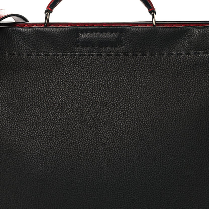 Fendi Cuoio Romano Selleria Vitello Zeus Large Mens Peekaboo Iconic Essential Satchel Black Rosso 9 of 13