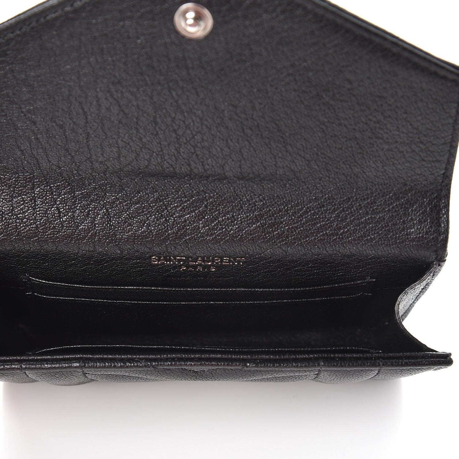Saint Laurent Lambskin Mixed Matelasse Chevron Small Monogram Envelope Wallet Black 5 of 7