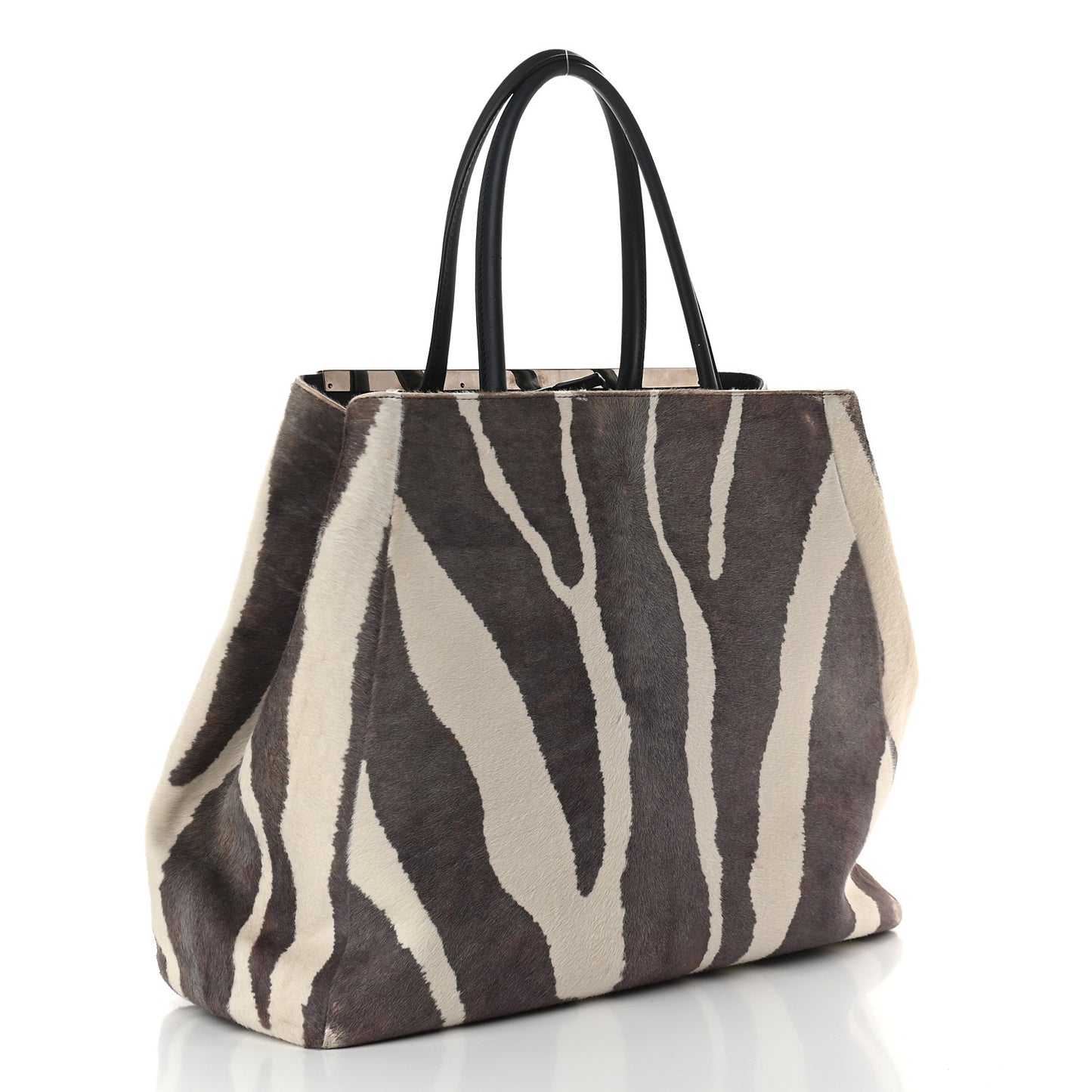 Calf Hair Zebra Print Large 2Jours Tote Ebony White